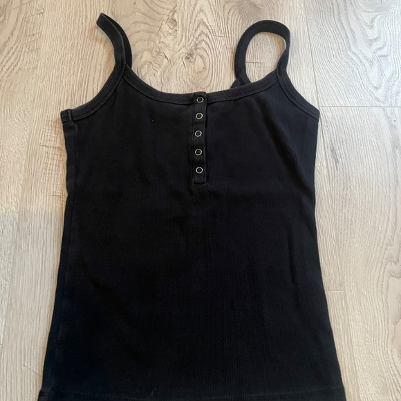 Abercrombie & Fitch Black Henley Snap Button Tank Top Sz. M - Picture 2 of 3